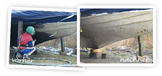 GFK Boot mit Osmose-Schäden